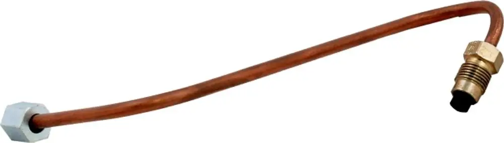Kupferrohr mit metallenen Anschlüssen, nützlich für Öl-Drucksysteme bei Wolf-Brennern. Flexible Form für Installation in verschiedenen Anwendungen.